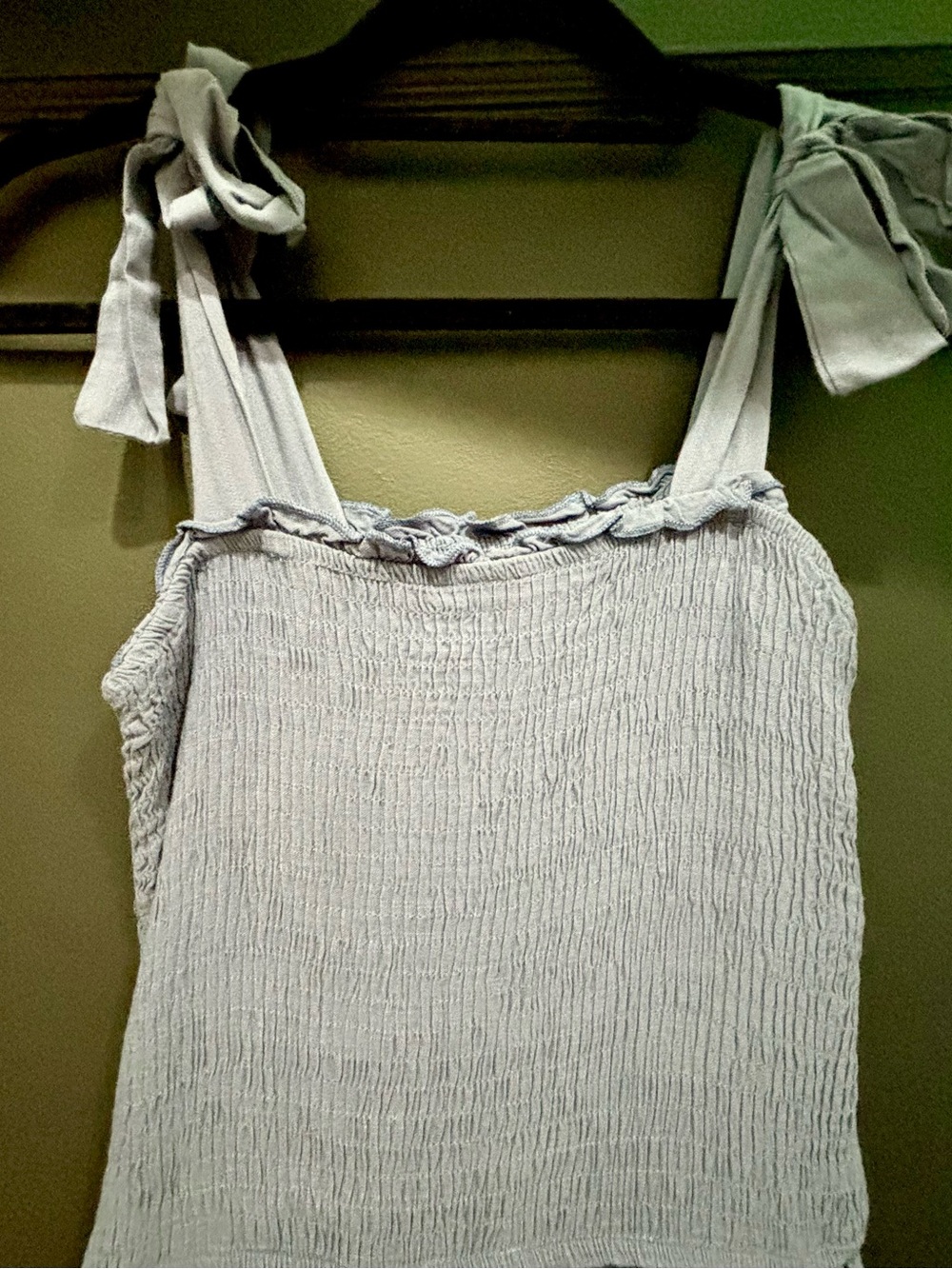 Smocked Bodice Blue Maxi Dress with Ruffle Hem - Picture 5 of 7